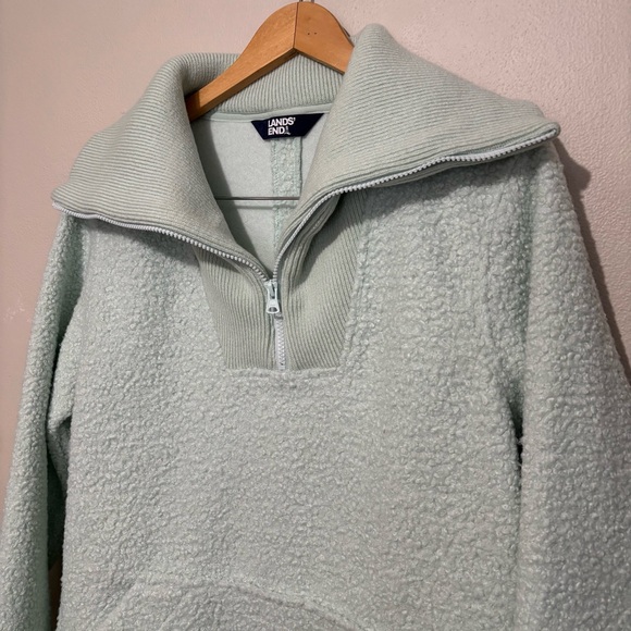 Lands End Pullover Mock Neck 1/4 Zip Fleece Sweatshirt Size Medium - Picture 9 of 12